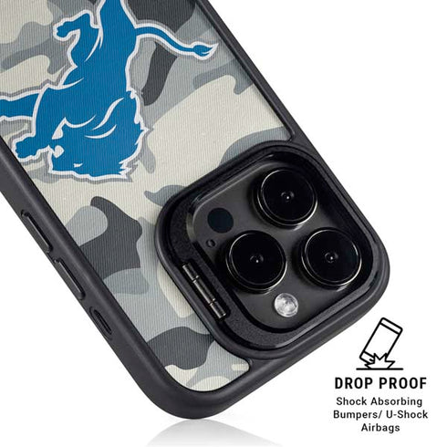 NFL Detriot Lions Camo iPhone 16 Pro Kickstand Case